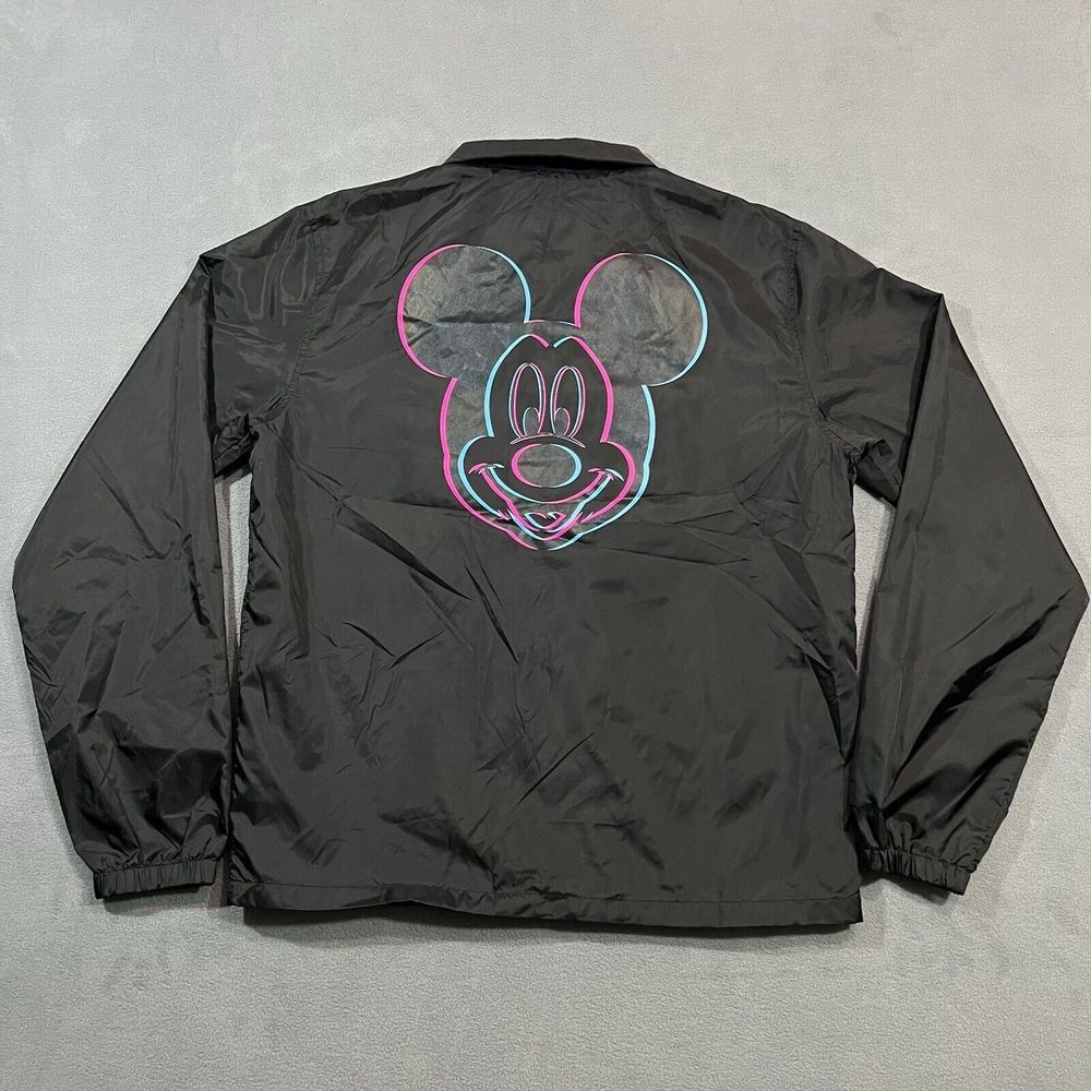 Neff‎ X Disney Windbreaker Jacket Mens Medium Black Mickey Mouse Double SIded